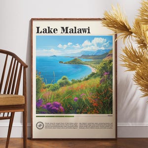 Malawi-See Reiseposter: Afrikanische Wildtiere Kunstdruck