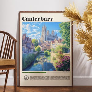 Impressão de viagem de Canterbury - Inglaterra, pôster de Canterbury, pôster da Inglaterra, arte de parede de viagem, impressão da Inglaterra, Inglaterra, Grã-Bretanha, Canterbury, impressão do Reino Unido