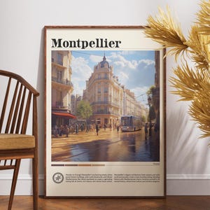 Montpellier France Travel Poster: City Map Art Print