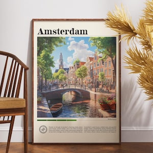 Impressão de viagem de Amsterdã - Holanda, pôster de Amsterdã, pôster da Holanda, arte de parede de viagem, impressão da Holanda, pôster, Holanda, Amsterdã