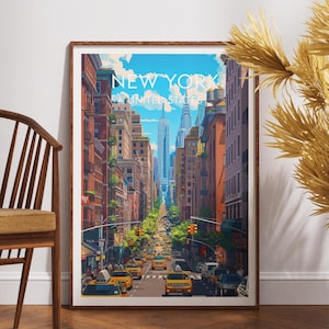 New York Travel Print - United States, New York Poster, America Poster, Travel Wall Art, New York Print, Empire State Building Poster