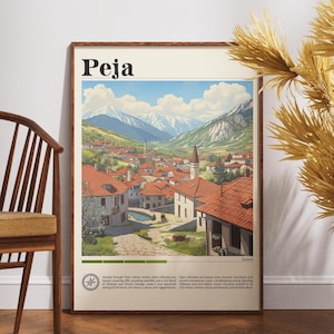 Peja Kosovo Reise-Plakat: Europa-Wand-Kunst