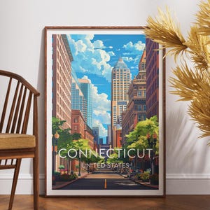 Connecticut Travel Print - United States, Connecticut Poster, America Poster, Travel Wall Art, America Print, America, Connecticut, USA Art