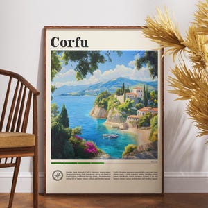 Corfu Travel Print - Greece, Corfu Poster, Greece Poster, Travel Wall Art, Greece Print, poster, Greece, Europe, Corfu Wall Art, Greek Print
