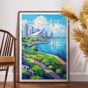 Cartaz de viagem de Milwaukee: impressão artística de Wisconsin