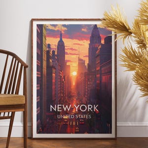 New York Travel Print - United States, New York Poster, America Poster, Travel Wall Art, New York Print, Empire State Building Poster