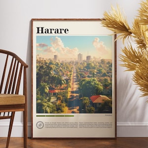 Harare Travel Print, Zimbabwe Wall Art, Harare Poster, Zimbabwe Travel Wall Art, Africa Poster, Africa City Art, Harare Zimbabwe Art