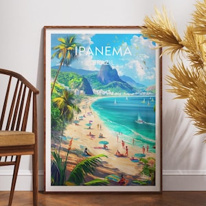 Ipanema Travel Print - Brazil, Ipanema Poster, Brazil Poster, Travel Wall Art, Brazil Print, Rio Wall Art, South America, Rio de Janeiro