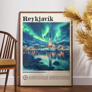 Impression de voyage Reykjavik - Islande, affiche Reykjavik, affiche Islande, art mural voyage, impression Islande, affiche, Islande, Europe, Reykjavik