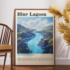 Impression de voyage Blue Lagoon - Islande, affiche de source chaude, affiche d'Islande, art mural de voyage, impression d'Islande, affiche, Islande, affiche de lagon bleu