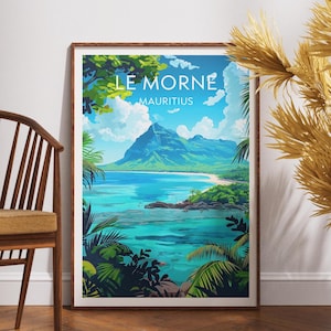 Le Morne Travel Print - Mauritius, Mauritius Poster, Africa Poster, Travel Wall Art, Le Morne Poster, poster, Africa, Tropical Island Poster