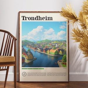 Trondheim Travel Print - Norway, Trondheim Travel Poster, Norway Poster, Travel Wall Art, Norway Print, Trondheim Poster, Europe Poster,