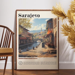 Sarajevo Travel Print - Bosnia, Sarajevo Poster, Bosnia Poster, Travel Wall Art, Bosnia Print, Bosnia and Herzegovina Art, Sarajevo Wall Art