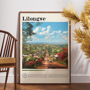 Lilongwe Malawi Reiseposter: Afrikanische Wildtiere Kunstdruck