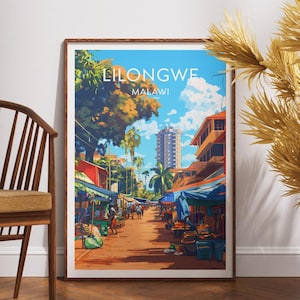 Lilongwe Malawi Reiseposter: Afrikanische Wildtiere Kunstdruck