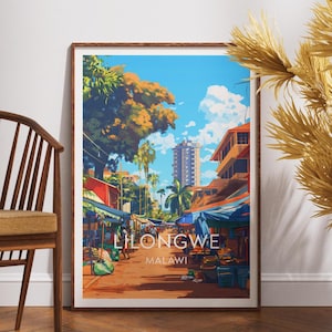 Lilongwe Malawi Reiseposter: Afrikanische Wildtiere Kunstdruck