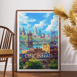 Cincinnati Travel Print - United States, Cincinnati Poster, America Poster, Travel Wall Art, America Print, America, Cincinnati, USA, Ohio