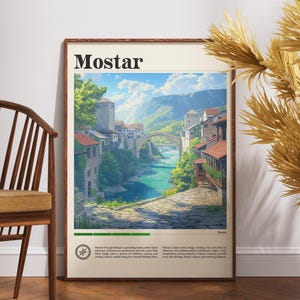 Mostar Travel Print - Bosnia, Mostar Poster, Bosnia Poster, Travel Wall Art, Bosnia Print, Poster, Bosnia and Herzegovina, Mostar Wall Art