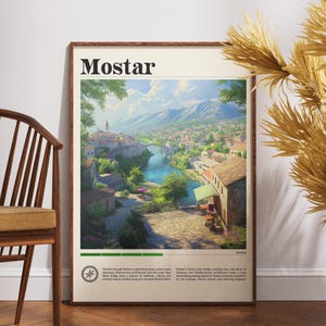 Mostar Travel Print - Bosnia, Mostar Poster, Bosnia Poster, Travel Wall Art, Bosnia Print, Poster, Bosnia and Herzegovina, Mostar Wall Art