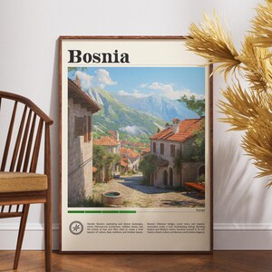 Bosnia And Herzegovina Travel Print - Europe, Europe Poster, Bosnia Poster, Travel Wall Art, Bosnia Print, Bosnia, Europe Art, Mostar Poster