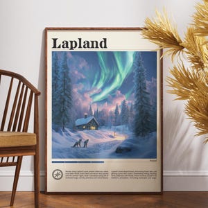 Impression voyage Laponie - Finlande, affiche Laponie, affiche Finlande, art mural voyage, impression Finlande, affiche, Finlande, Europe, art mural Laponie