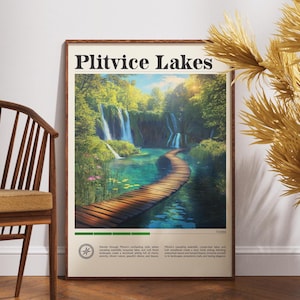 Plitvice Lakes Croatia Travel Poster: National Park Wall Art