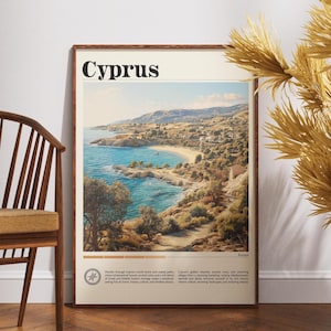 Cyprus Travel Poster: Europe Coastal Art Print