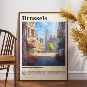 Brüssel Reisedruck - Belgien, Brüssel Poster, Belgien Plakat, Reise-Wand-Kunst, Belgien-Druck, Plakat, Belgien, Brüssel Reiseplakat