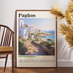 Paphos Travel Print - Cyprus, Paphos Poster, Cyprus Poster, Travel Wall Art, Cyprus Print, poster, Cyprus, Europe, Paphos, Cypriot, Travel