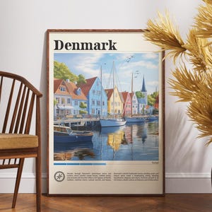 Denemarken reisprint - Europa, Europa poster, Denemarken poster, reizen muurkunst, Denemarken print, Denemarken, Europa, Kopenhagen, Scandinavië print