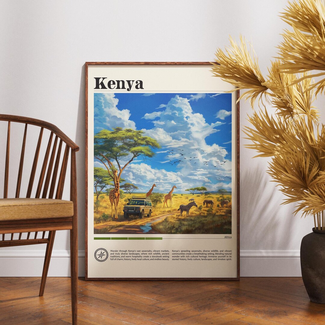 Kenya Travel Poster: Africa Wall Art Print - Etsy