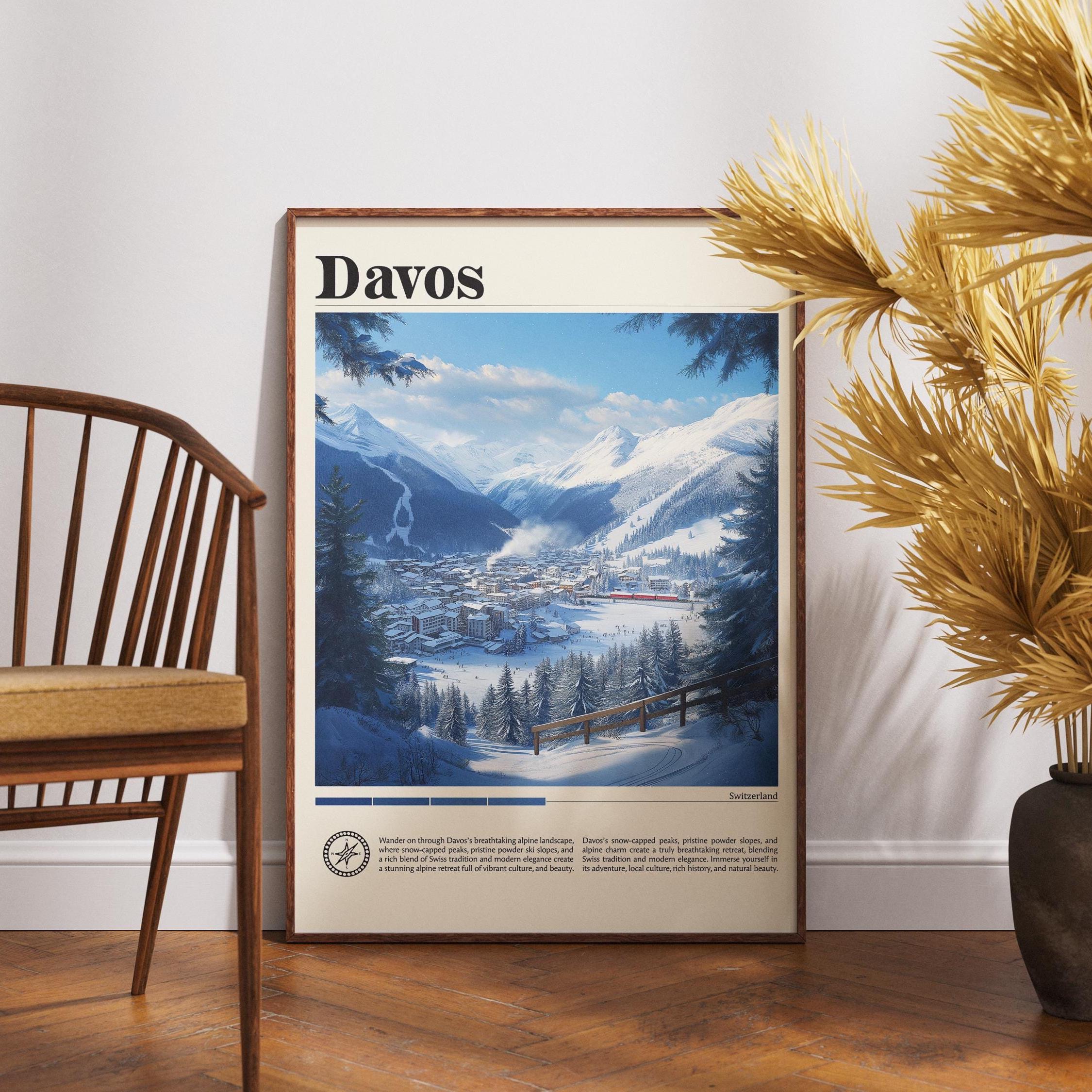 Davos Travel Print, Davos Travel Poster, Switzerland Wall Art, Winter Travel Print, Davos Home Decor Print, Davos Art Gift, Davos Ski Poster