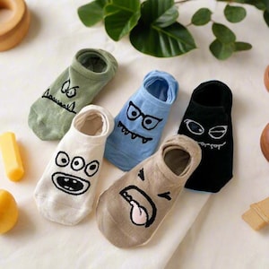 Cartoon Face Socks, 15 Pack, Funny Socks, Joke Socks, Silly Socks, Ankle Socks, Monster Socks, Socks With Faces, Women Socks, Men Socks,Gift