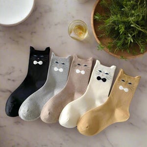 Cat Ear Socks, 5 Pack, Cat Socks, Cute Socks, Gift Socks, Socks For Women, Funny Socks, Animal Socks, Kitty Socks, Cute Gift, Cat Gifts, Pet