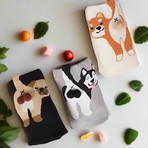 Dog Socks, Funny Socks With Dogs, Dog Balls Socks, Joke Gifts, Funny Dog Gifts, Gift For Dog Lovers, Dog Butt Socks, Funny Gifts, 3D Socks