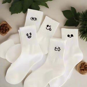 Cartoon Face Socks, 5 Pack, Expression Socks, Socks With Faces, Cute Socks, Women Socks, Men Socks, Cartoon Socks, Funny Socks, Face Socks