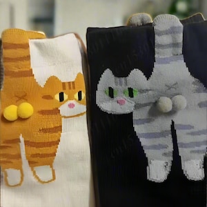 Katzensocken, 2 Pack, lustige Socken mit Katzen, Katzenballsocken, Scherzgeschenke, lustige Katzengeschenke, Geschenk für Katzenliebhaber, Katzensocken, lustige Geschenke,
