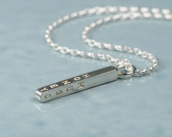 Silver Column Necklace Stamped With Names | Minimalist Jewelry For Mom