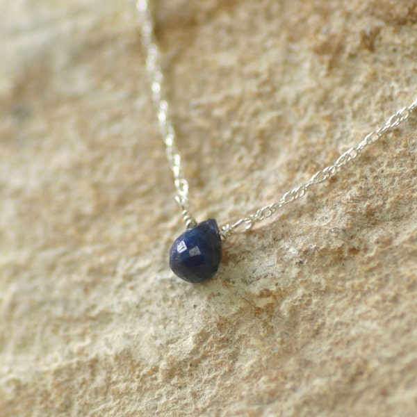 Simple sapphire necklace, September birthstone necklace, tiny blue necklace, petite necklace - Natalie