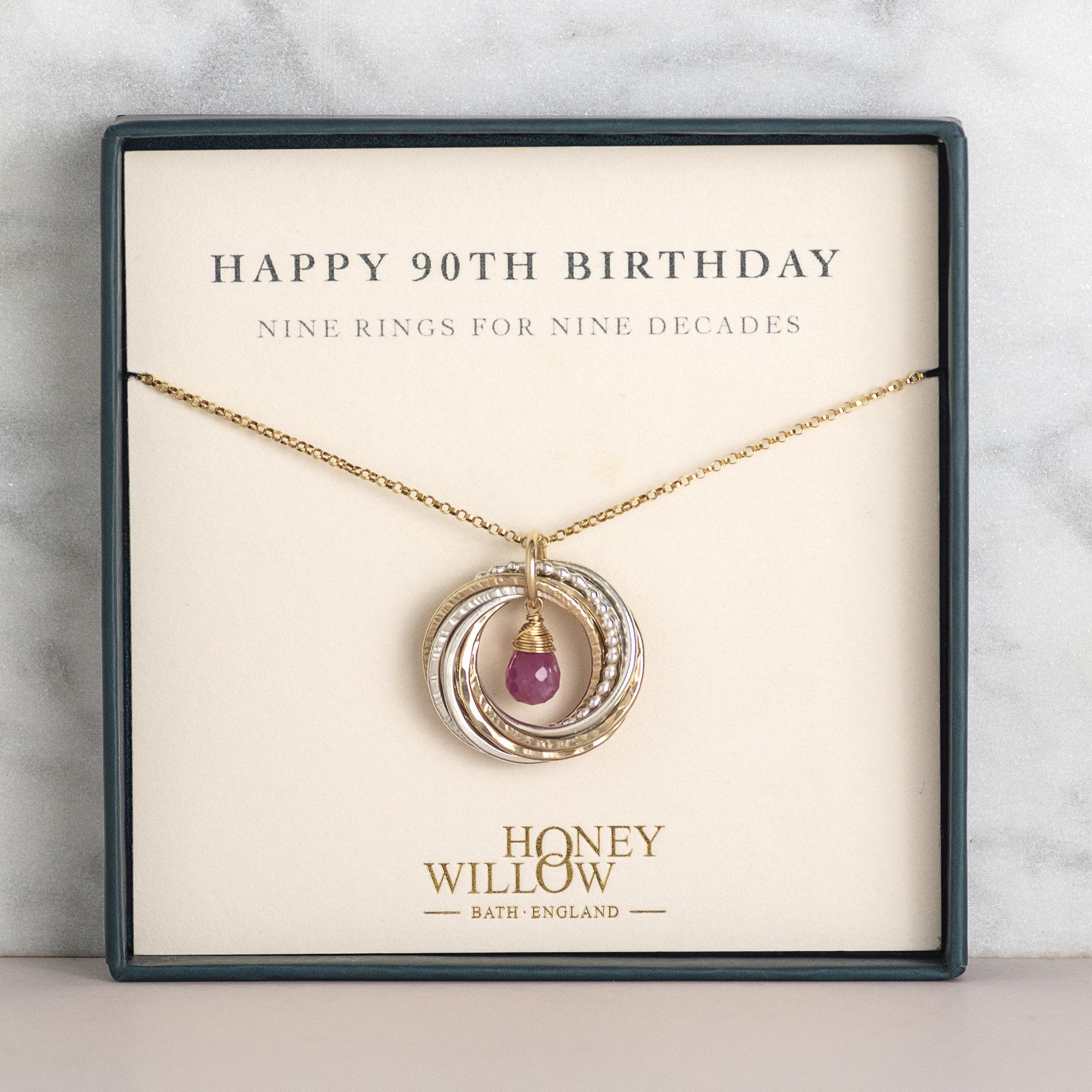 90th Birthday Gift 90th Birthday Birthstone Necklace 90th Etsy
