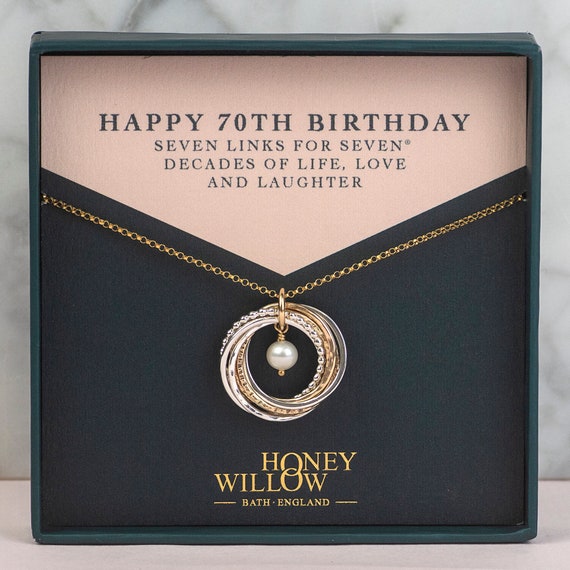 70th Birthday Birthstone Necklace the Original 7 Links for 7