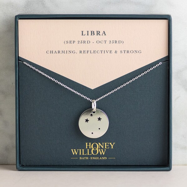 Libra constellation necklace, zodiac necklace Libra, Birthday Gift Libran, October birthday gift - Lyra