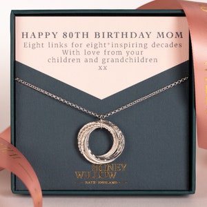 80th Birthday Necklace - Silver - 80th Birthday Gift - The Original 8 Links for 8 Decades Necklace