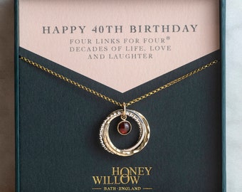 40th Birthday Gift, 40th Birthday Birthstone Necklace, The Original 4 Links for 4 Decades