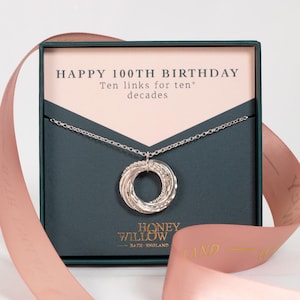 100th Birthday Necklace - The Original 10 Links for 10 Decades Necklace - Silver