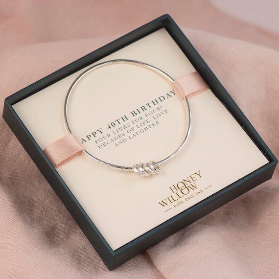 Personalised 40th Birthday Gift 4 Decades Bracelet Hand Stamped