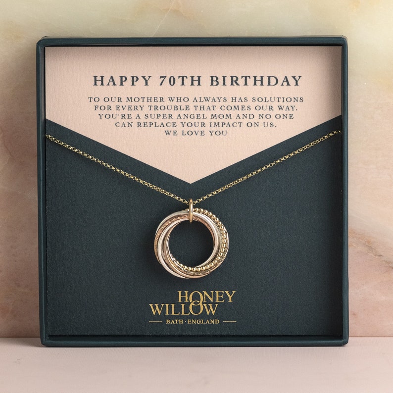 70th Birthday Necklace 7 Rings Necklace 70th Birthday Gift