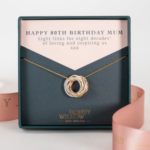 80th Birthday Necklace - Petite Silver & Gold - 80th Birthday Gift 0 The Original 8 Links for 8 Decades Necklace