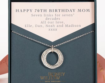 70th Birthday Necklace Silver 70th Birthday Gift the