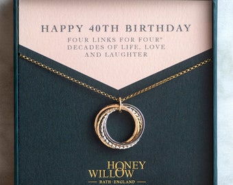 40th Birthday Necklace - The Original 4 Links for 4 Decades Necklace - Mixed Metal